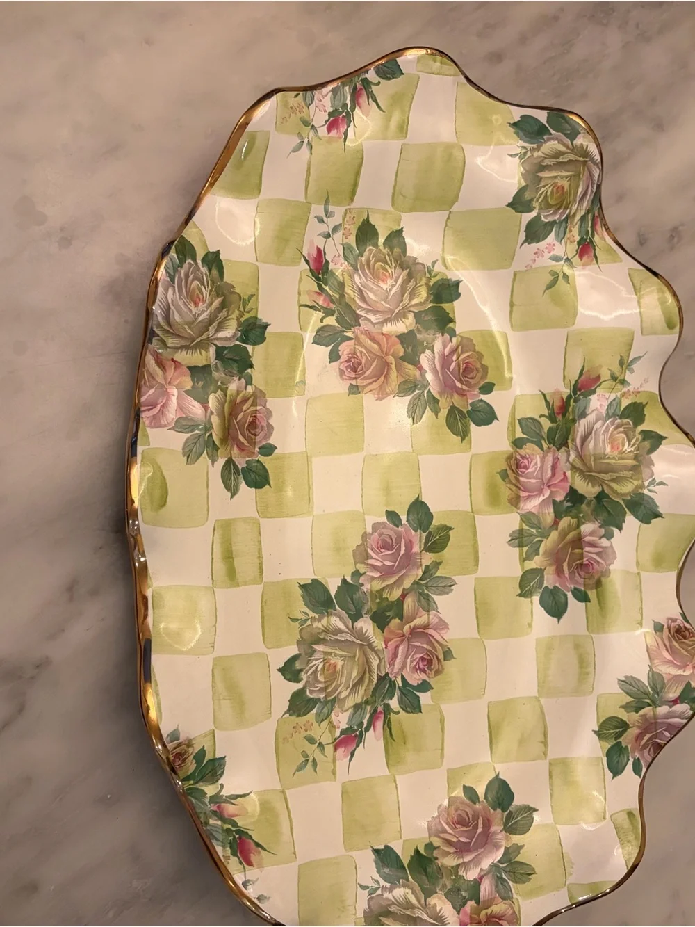 Mackenzie Childs Ceramic Serving Platter in Sweetpea pattern - RARE EXCELLENT
